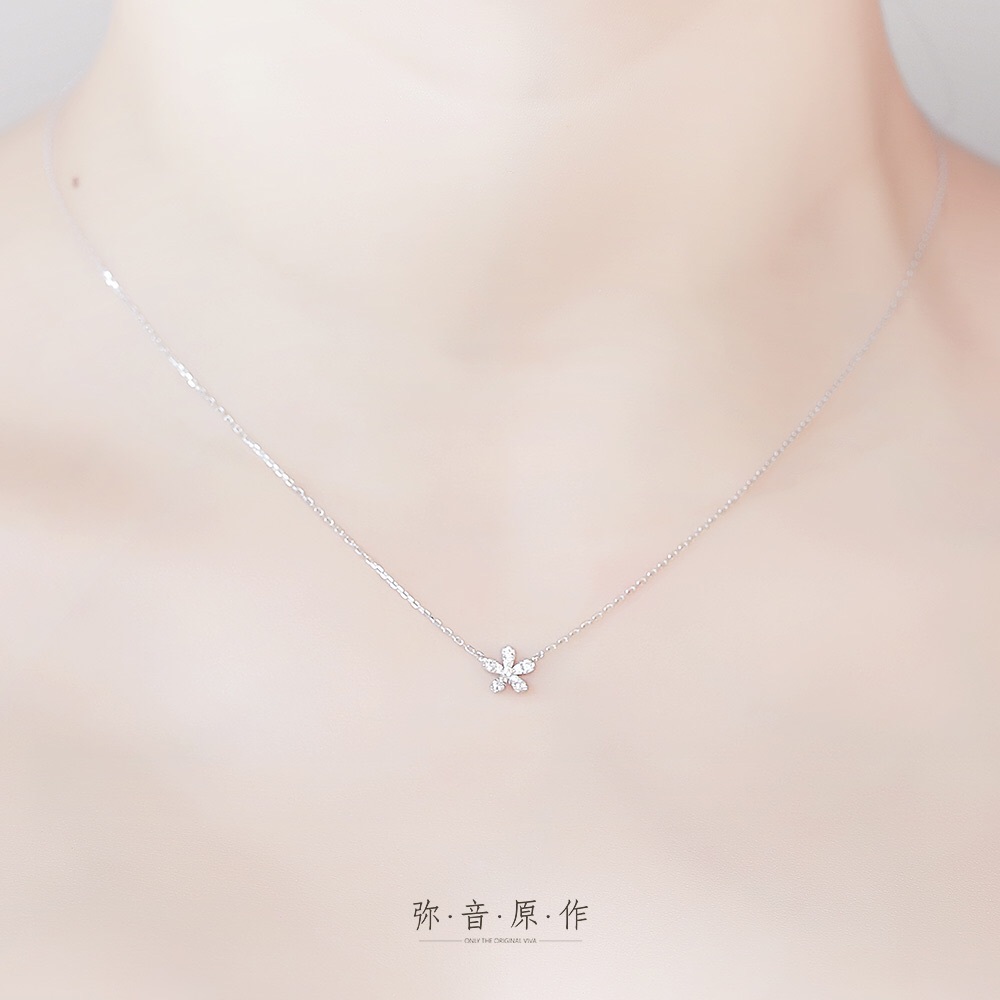🌕cute flower silver necklace